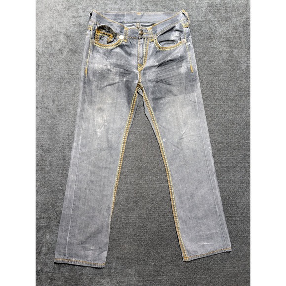 True Religion Other - True Religion Geno Super T Grey Distressed Straight Leg Jeans Mens 32 USA Made